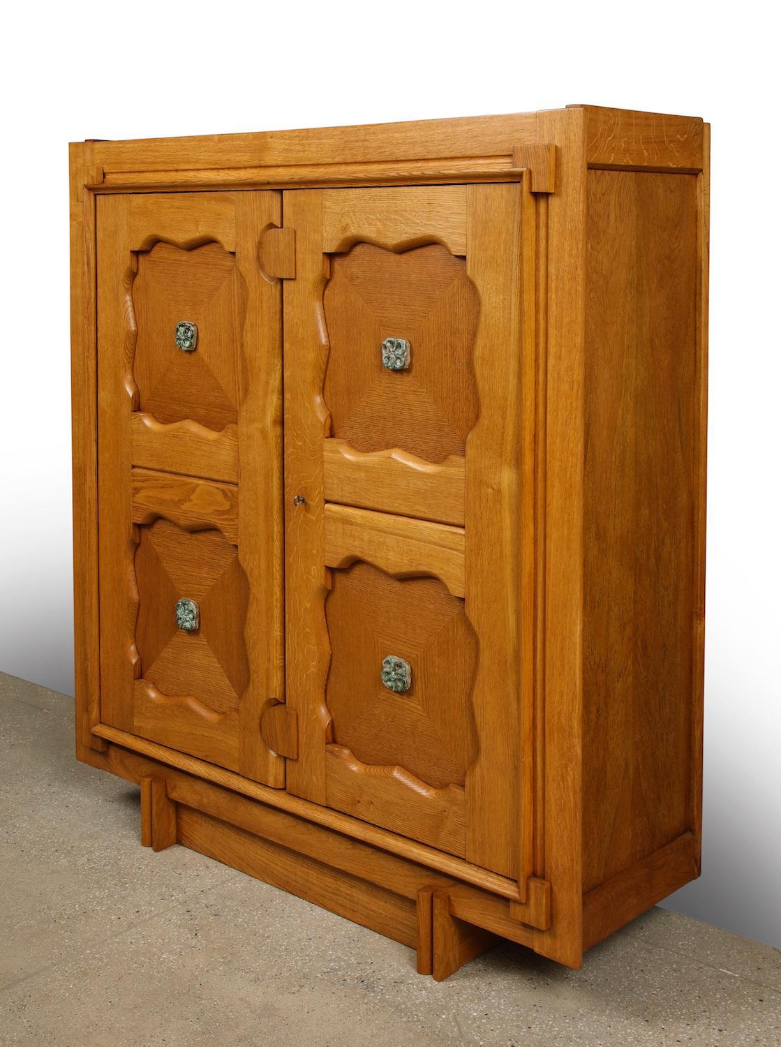 Oak Large 2-Door Cabinet by Guillerme & Chambron