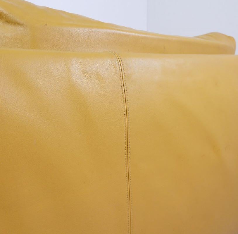 Two seater sofa in yellow leather by A. Piazzesi made in Italy in the 1980's