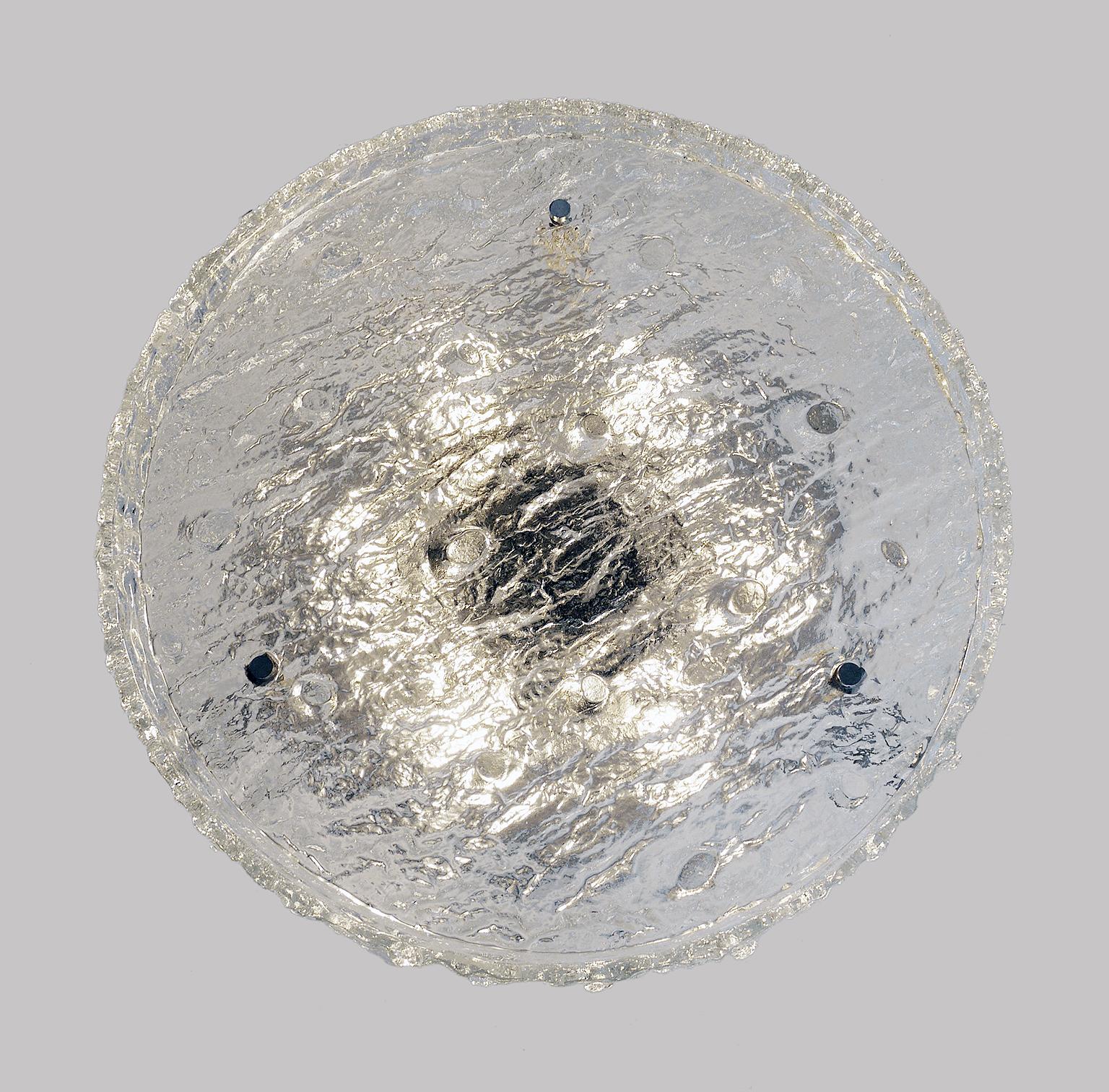 Allemand Grand lustre encastré de 20 pouces en verre de Murano glacé de Doria, Allemagne, années 1960 en vente