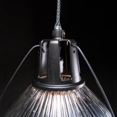 large 20" Holophane industrial glass pendants