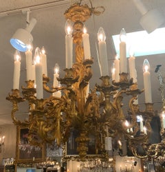 Large 20 light bronze dore chandelier in Rococo design