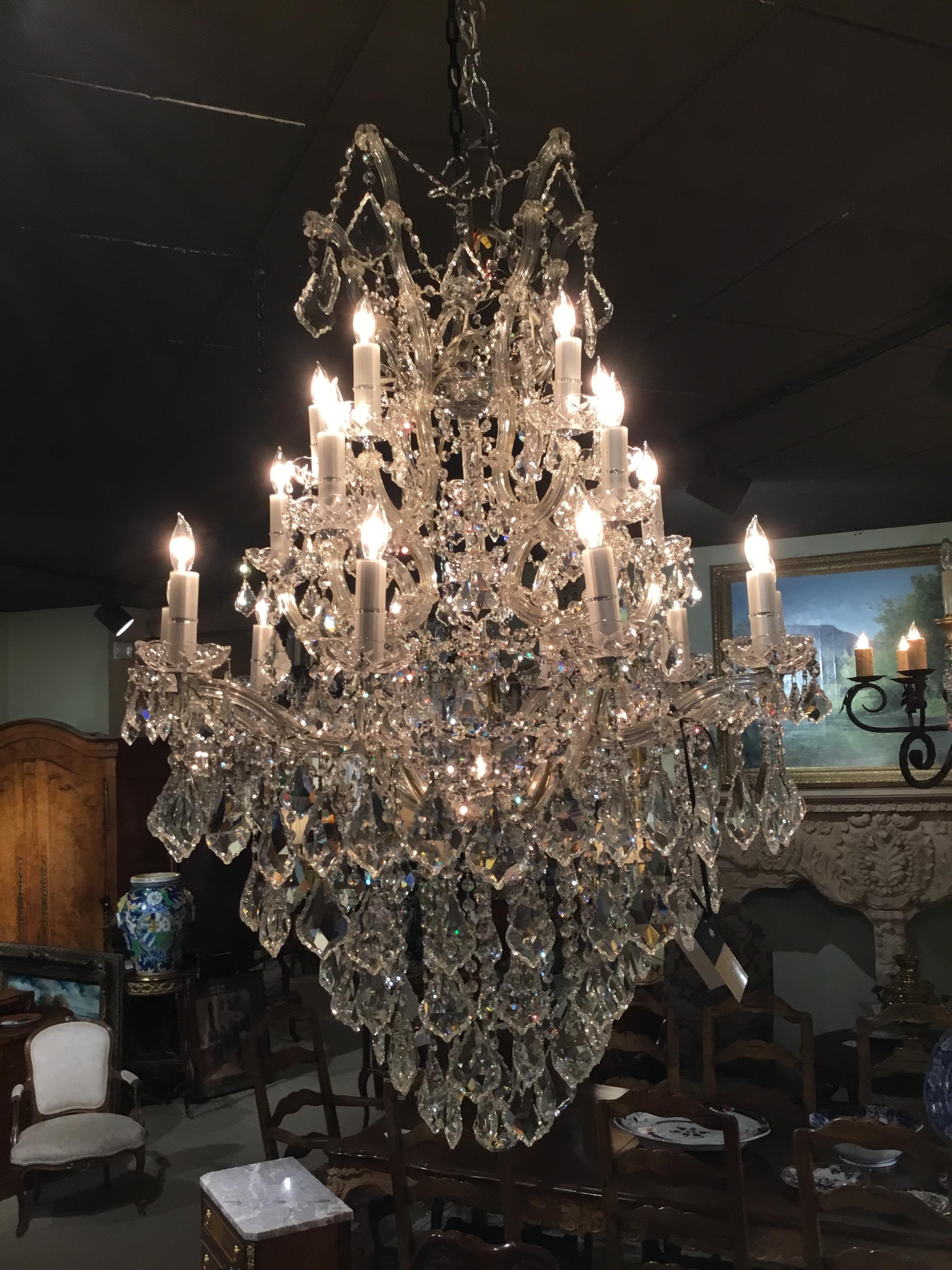 Large 20-Light Crystal French Style Chandelier with Glass Arms 3