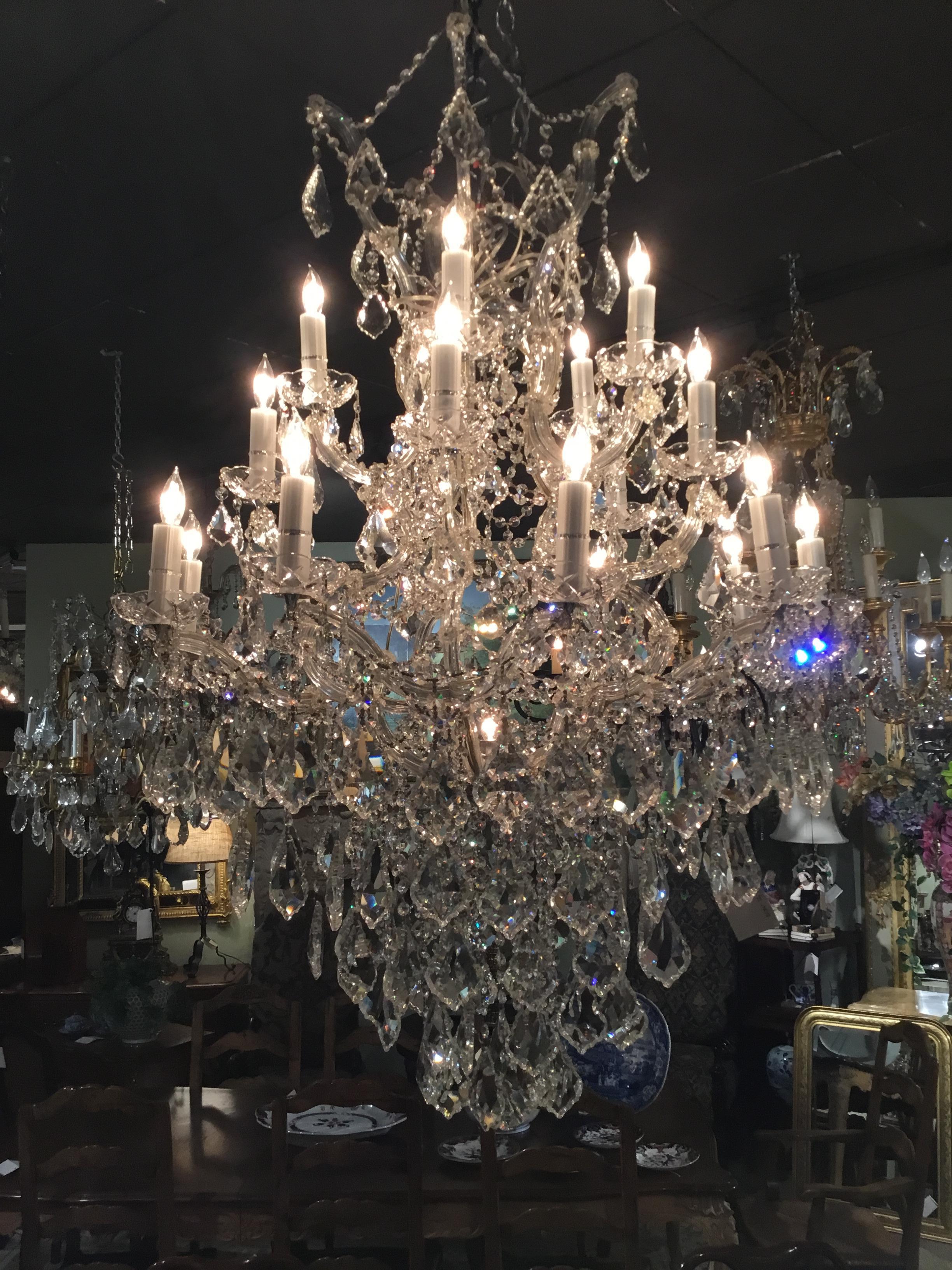 Large 20-Light Crystal French Style Chandelier with Glass Arms 4