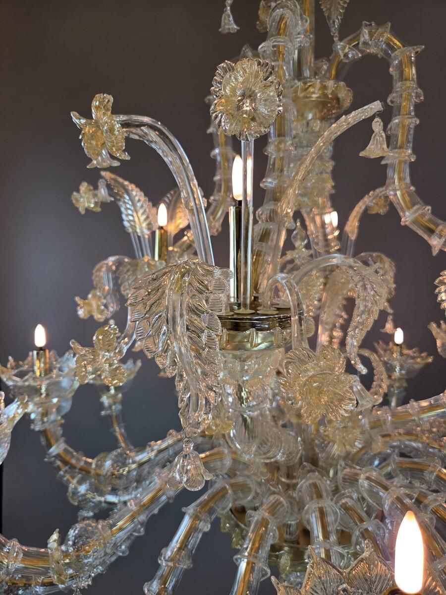 Grande lampadario a 20 luci in vetro di Murano, XX secolo in vendita 1