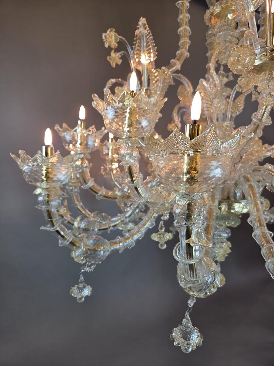 Grande lampadario a 20 luci in vetro di Murano, XX secolo in vendita 3