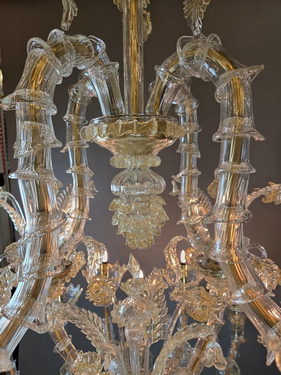 Grande lampadario a 20 luci in vetro di Murano, XX secolo in vendita 4