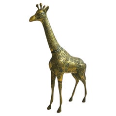 Grande girafe en laiton de 20" de haut