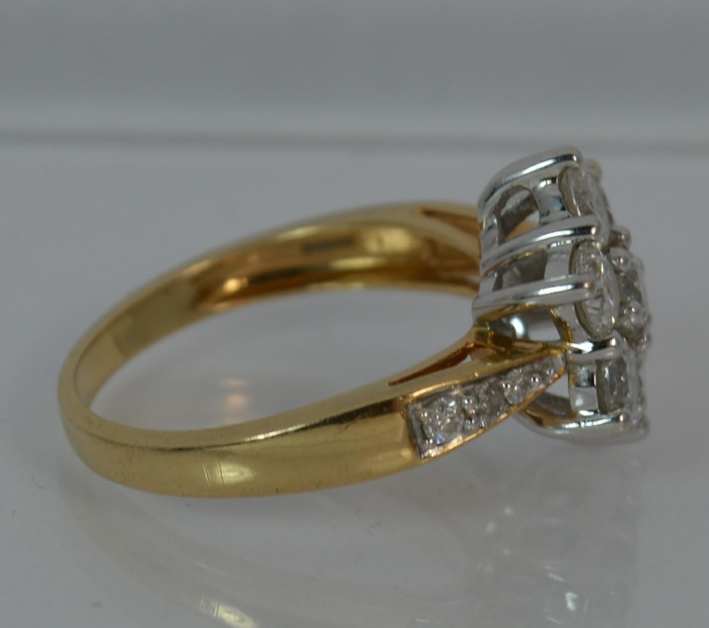 Large 2.00 Carat Diamond and 18 Carat Gold Daisy Cluster Ring 3
