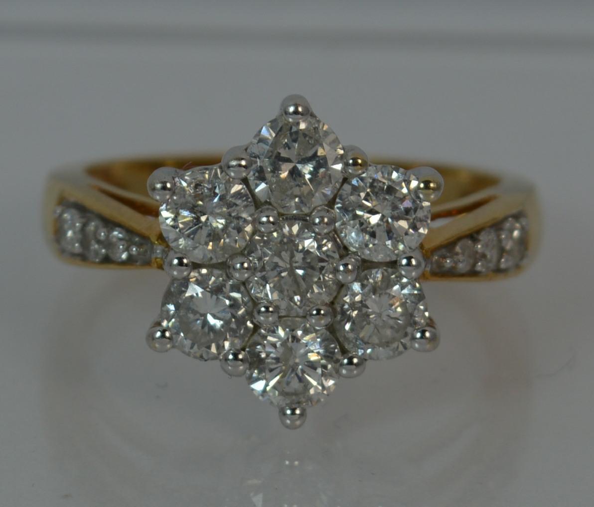 Large 2.00 Carat Diamond and 18 Carat Gold Daisy Cluster Ring 4
