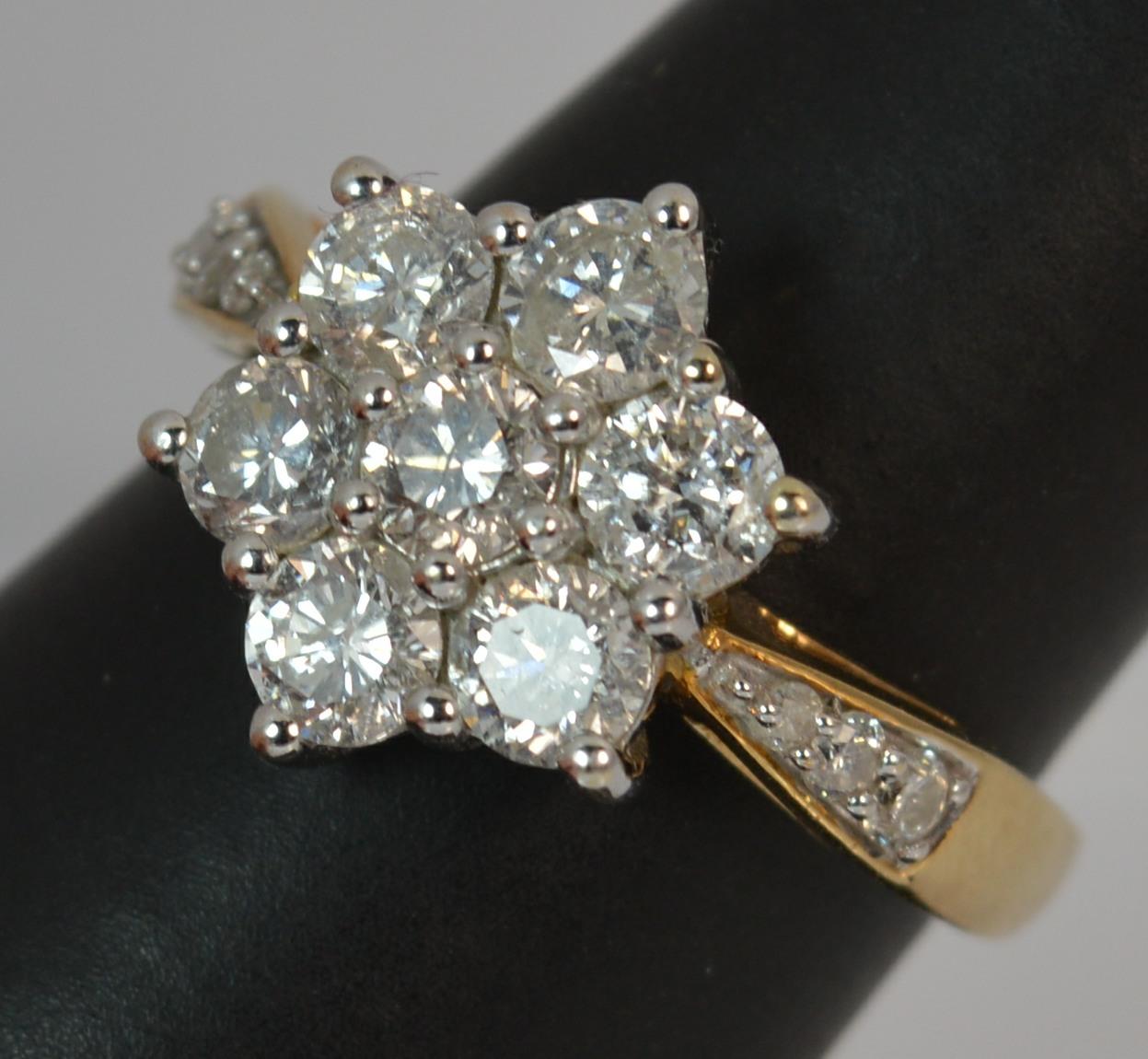 Large 2.00 Carat Diamond and 18 Carat Gold Daisy Cluster Ring 6