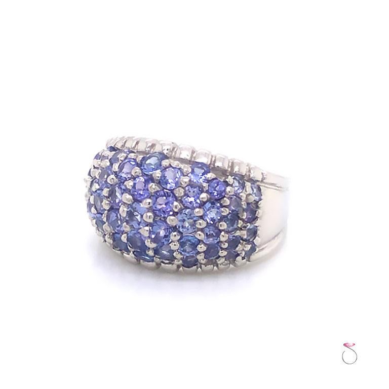 Modern Large 2.00 ctw. Tanzanite Dome Ring in Platinum For Sale