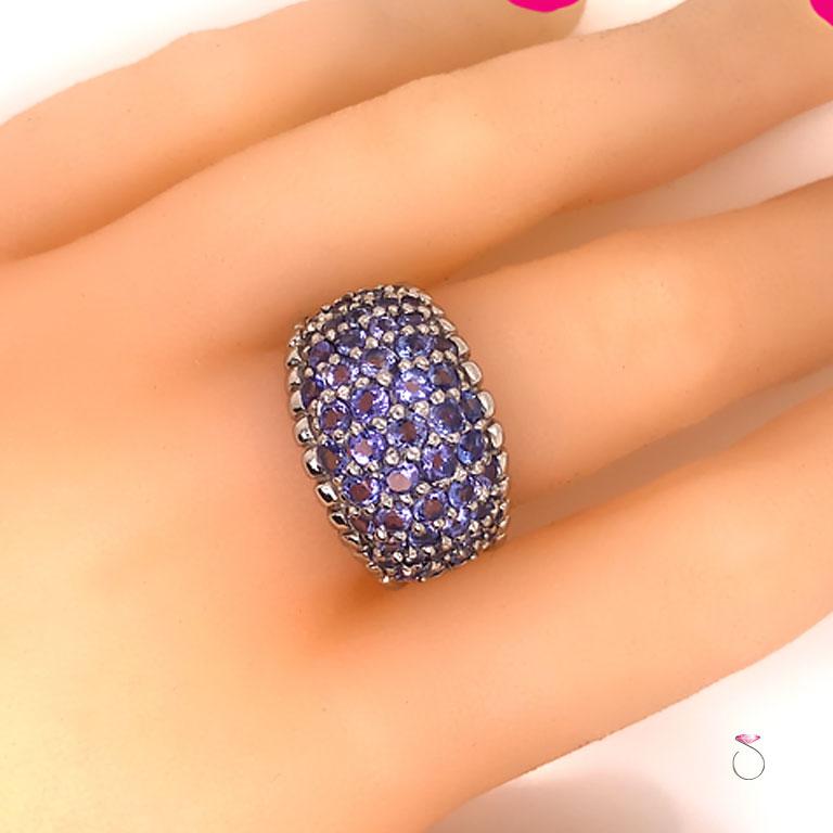 Round Cut Large 2.00 ctw. Tanzanite Dome Ring in Platinum For Sale