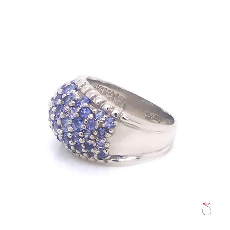 Women's or Men's Large 2.00 ctw. Tanzanite Dome Ring in Platinum For Sale