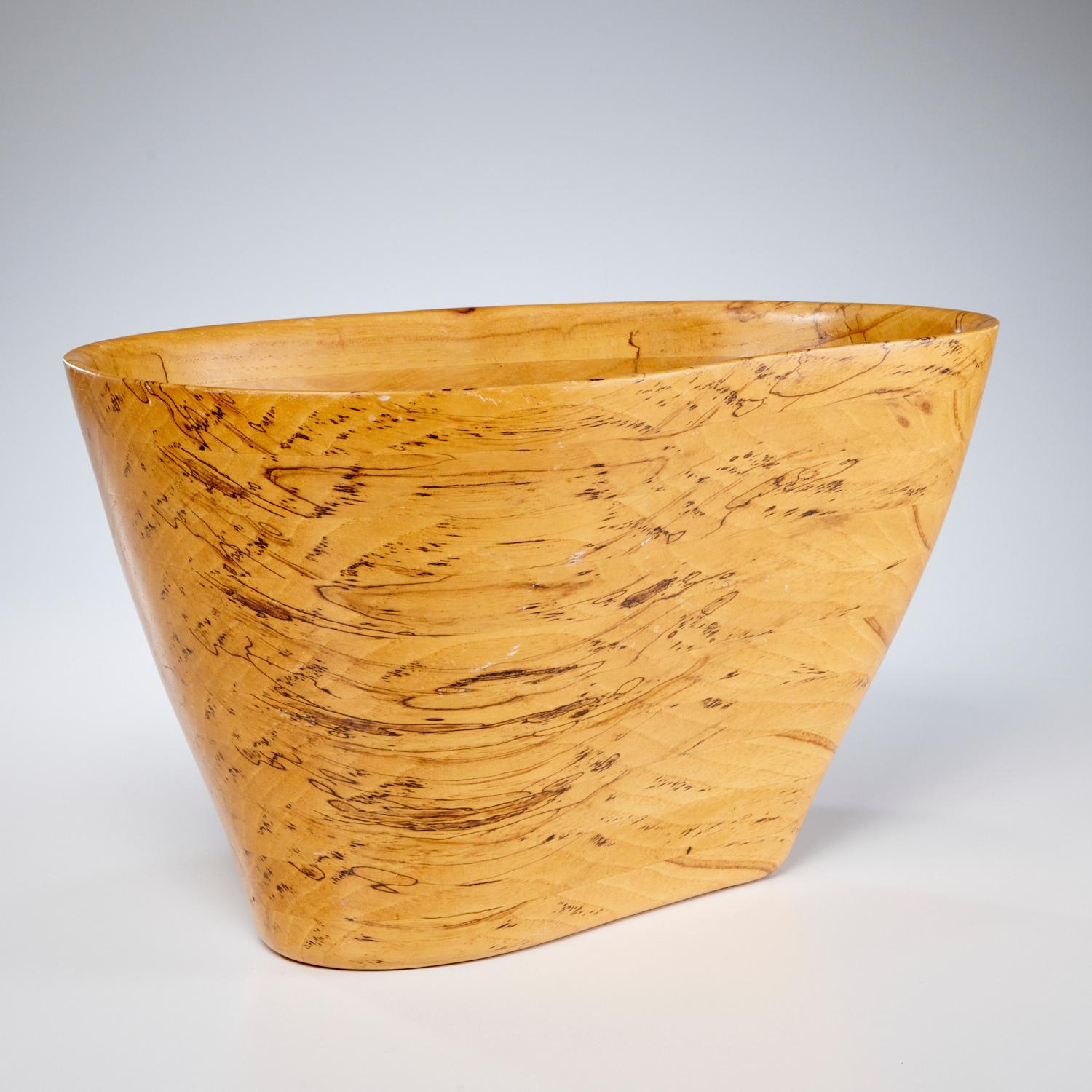 Organic Modern Large 2002 Peter Petrochko Signed Amorphic Bowl of Layered Hickory For Sale