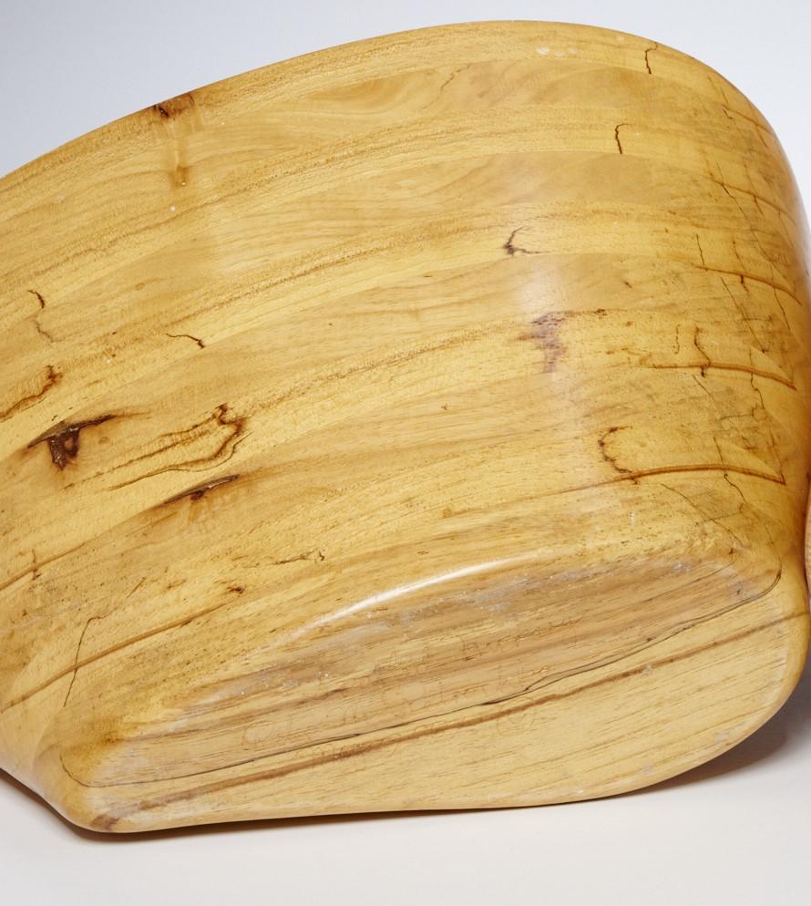 Woodwork Large 2002 Peter Petrochko Signed Amorphic Bowl of Layered Hickory For Sale