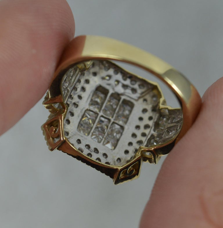 Women's Large 2.00ct Diamond 9ct Gold Cluster Bling Ring