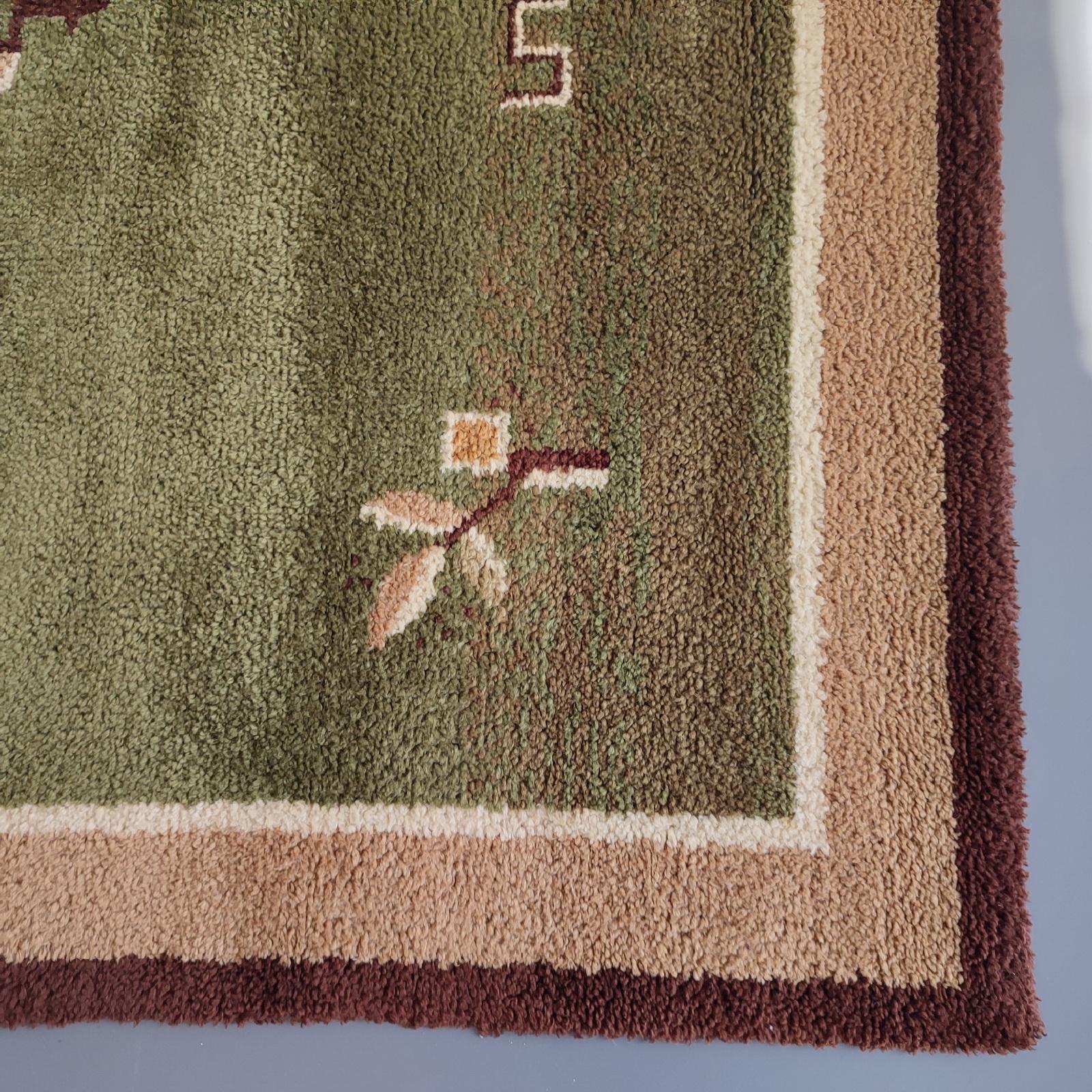 Large Handmade Soft Wool Tibetan Rug Geometrical Décor, 1960s For Sale 1