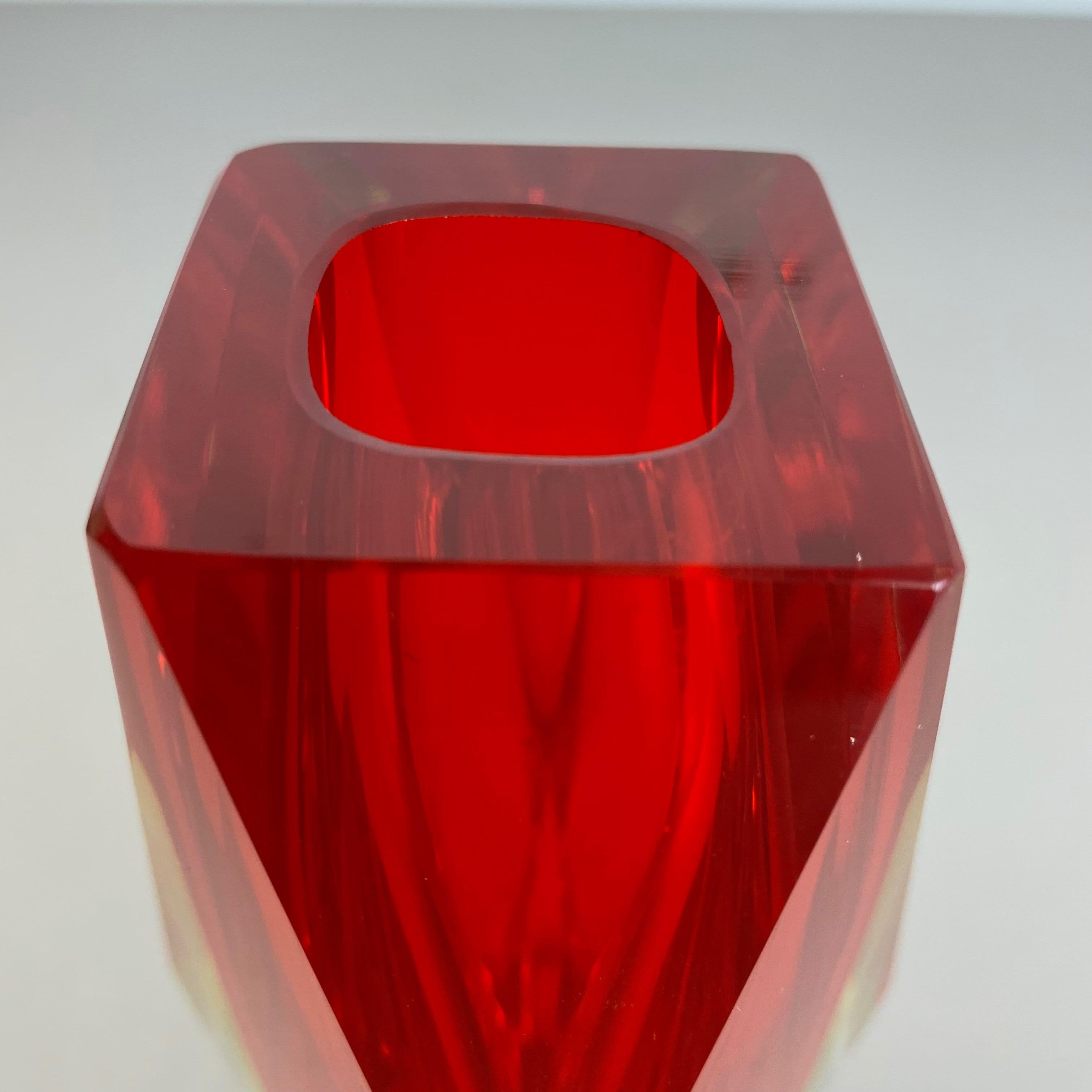 Large Red Murano Glass Sommerso Vase by Flavio Poli Attributed, Italy 1970s For Sale 4