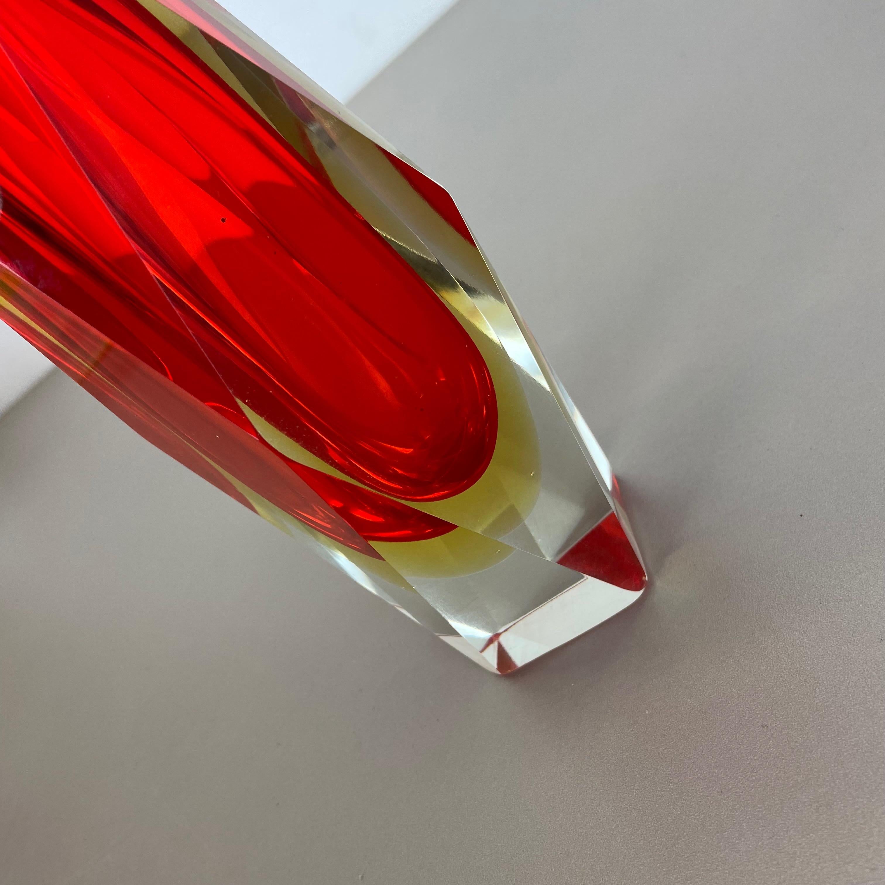 Große rote Murano Glass Sommerso Vase von Flavio Poli zugeschrieben, Italien 1970er Jahre im Angebot 6