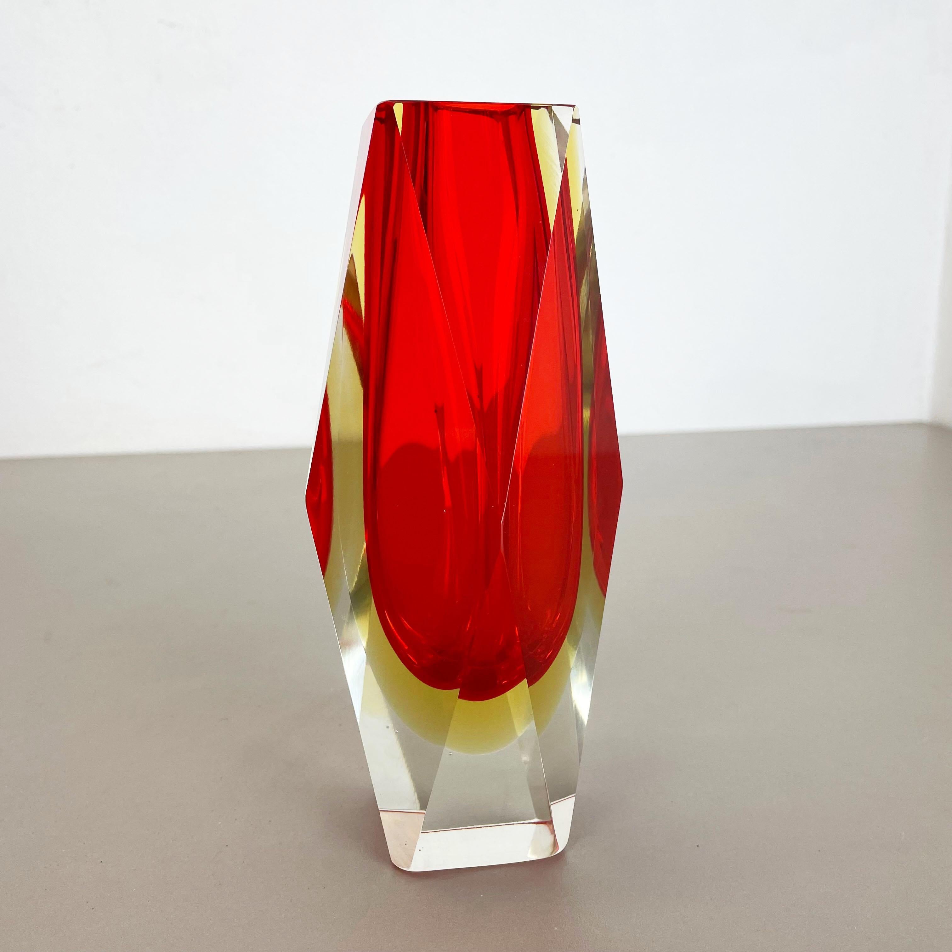 Large Red Murano Glass Sommerso Vase by Flavio Poli Attributed, Italy 1970s For Sale 8