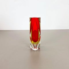 Large Red Murano Glass Sommerso Vase by Flavio Poli Attributed, Italy 1970s