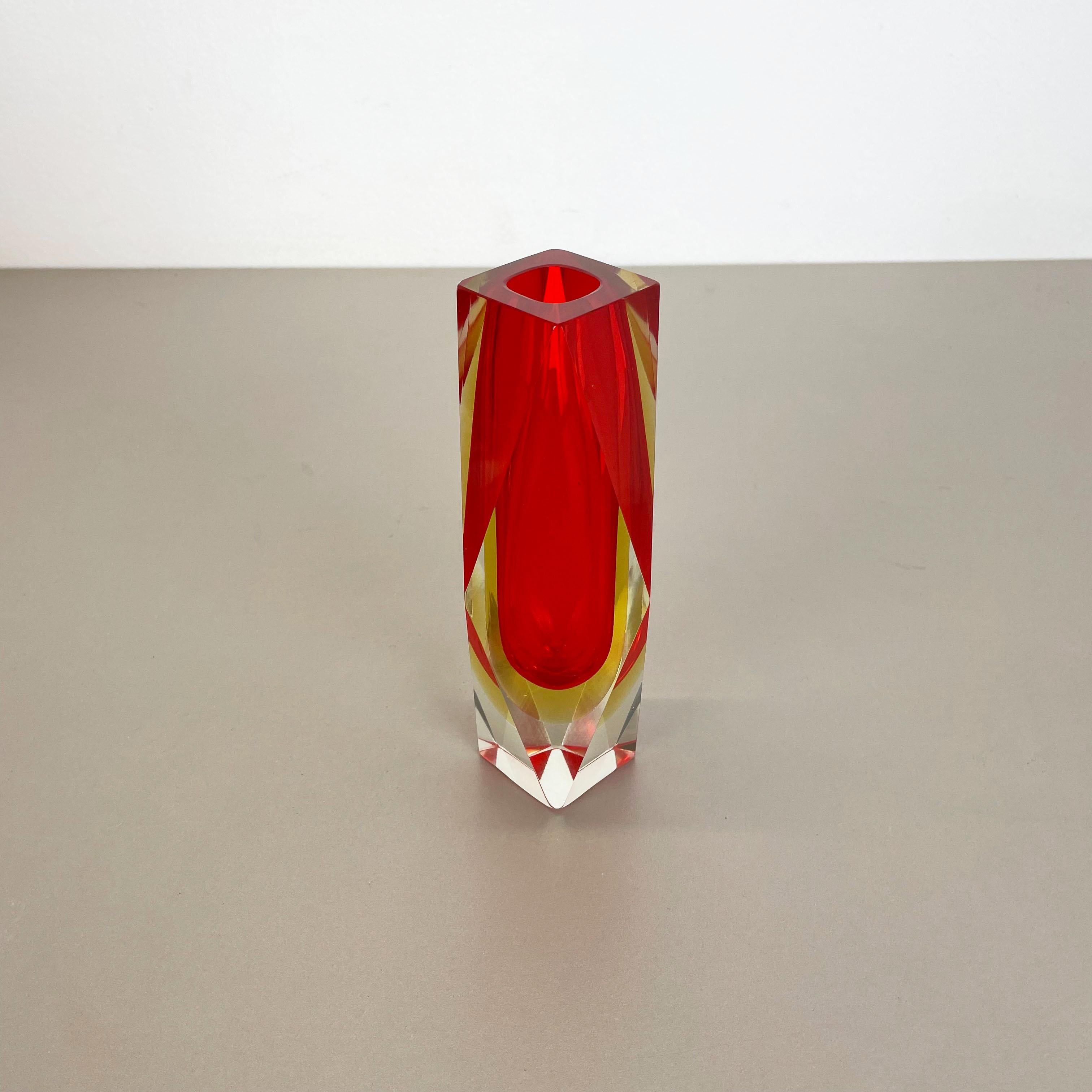 Mid-Century Modern Large Red Murano Glass Sommerso Vase by Flavio Poli Attributed, Italy 1970s For Sale