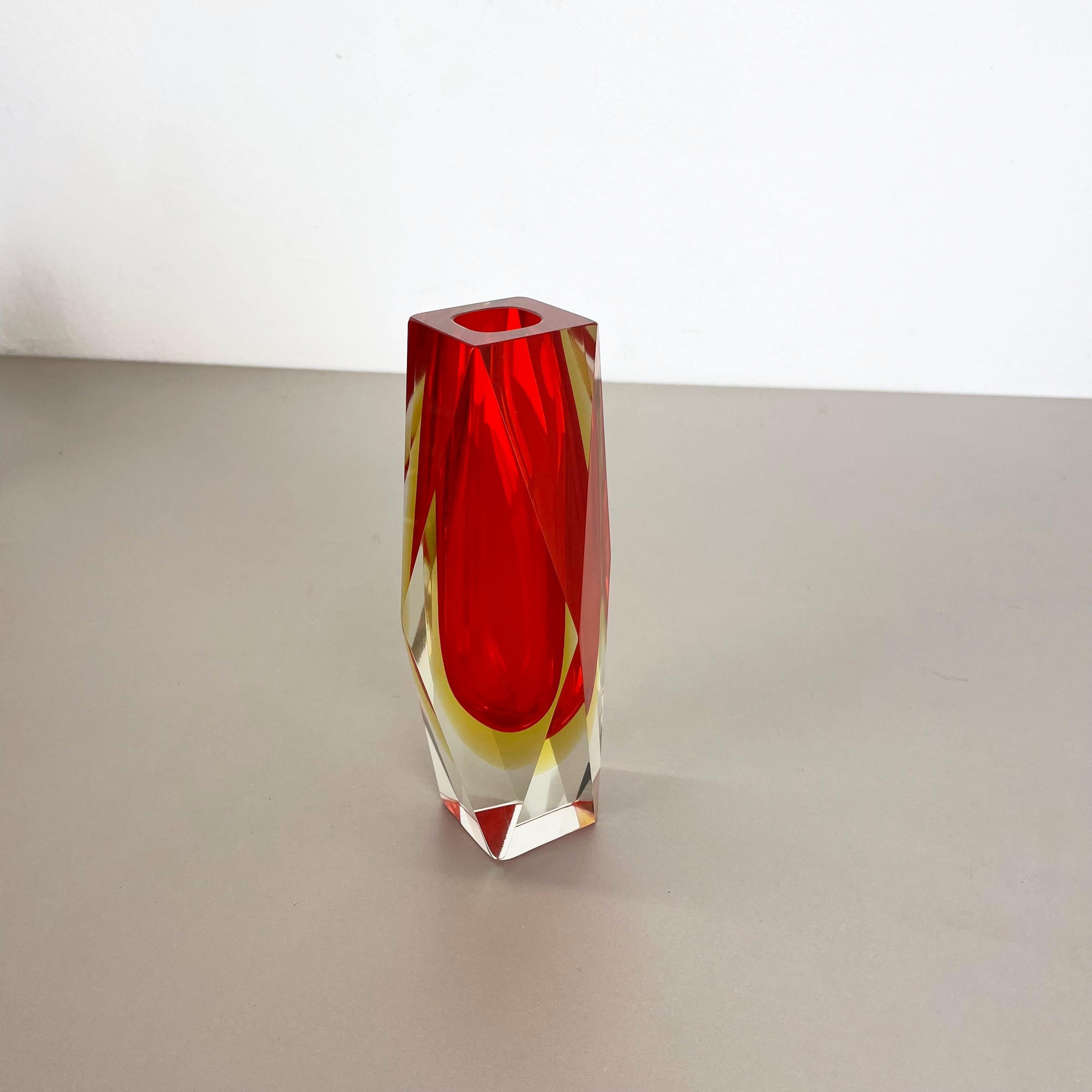 Italian Large Red Murano Glass Sommerso Vase by Flavio Poli Attributed, Italy 1970s For Sale