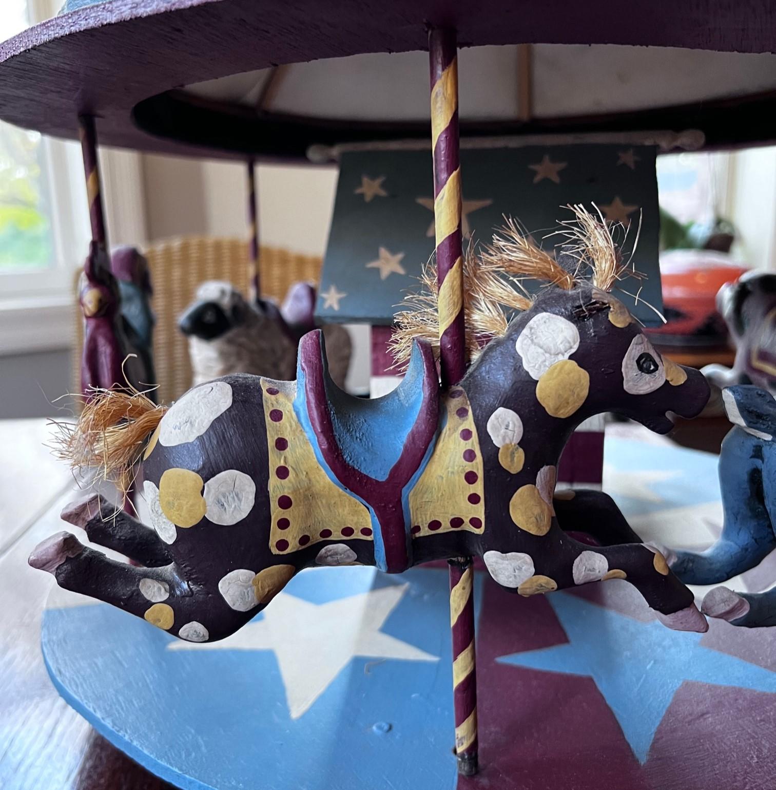 Mid-20th Century Large 20th C. Americana Folk Art Carousel with Painted Farm Animals For Sale