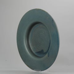 Large 20th Century Washing Basin Monochrome Blue Studio Pottery Netherlands