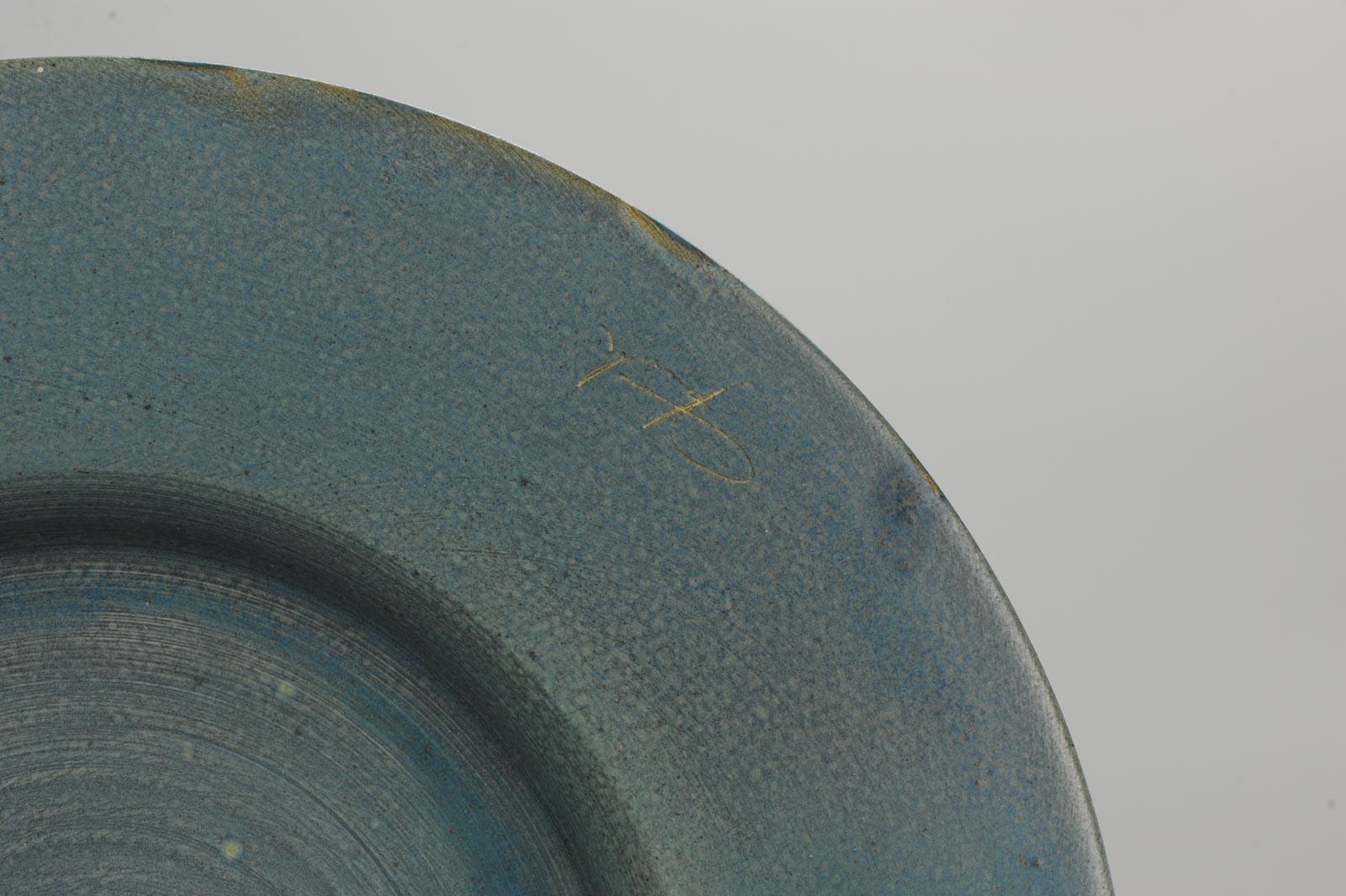 Earthenware Large 20th Century Washing Basin Monochrome Blue Studio Pottery Netherlands For Sale