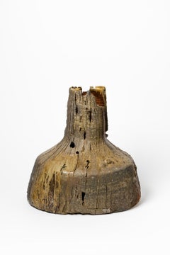 Grande sculpture abstraite en céramique de grès brun du 20ème siècle de F Clasen, 1980