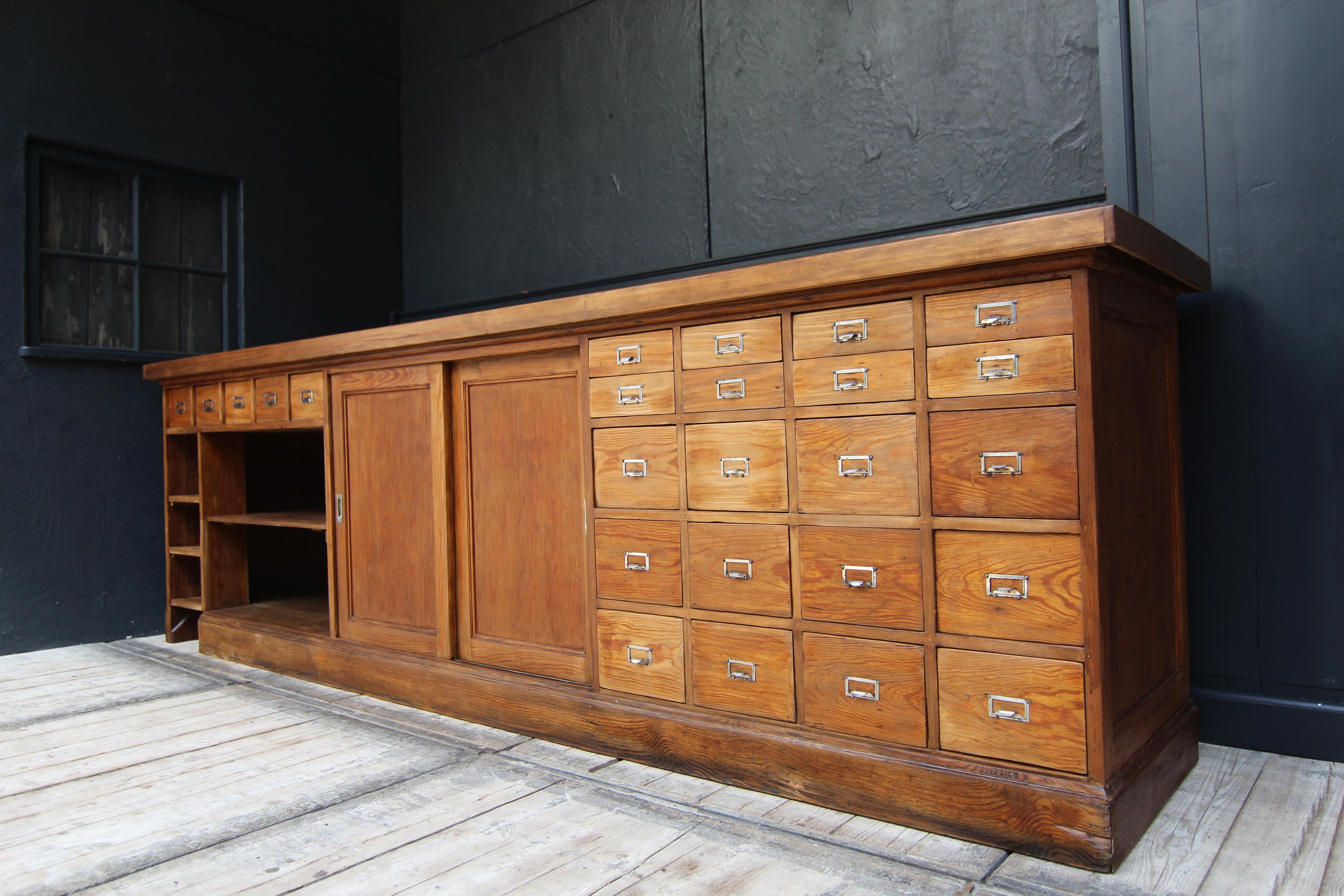 Large 20th Century Apothecary Shop Counter with Drawers 4