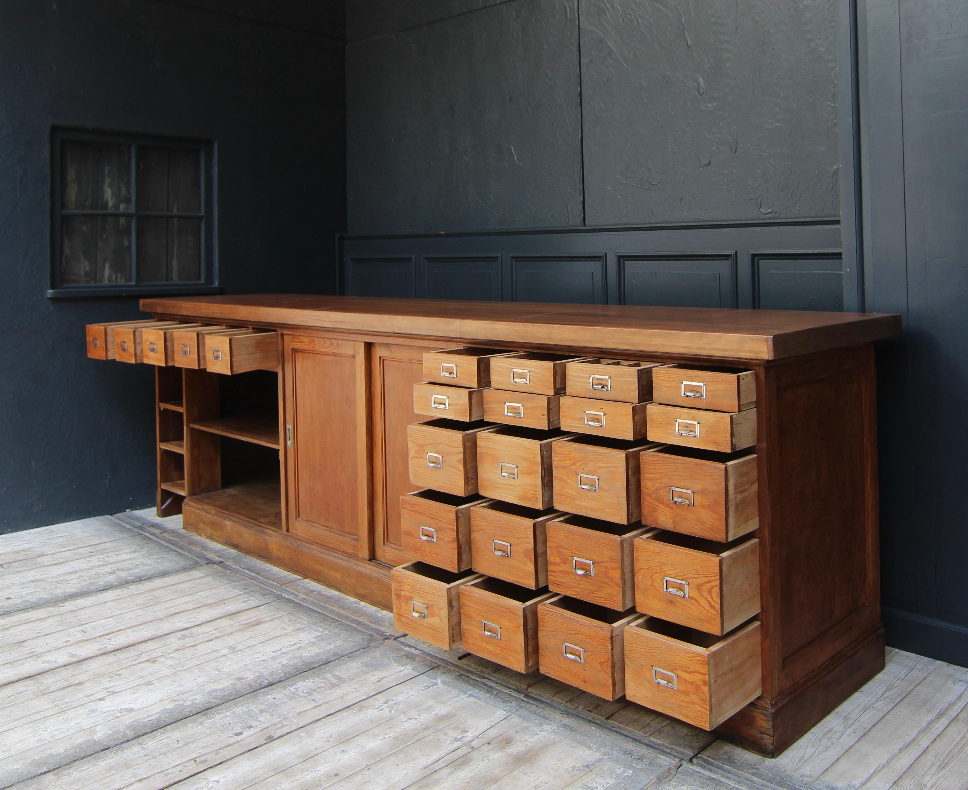 Large 20th Century Apothecary Shop Counter with Drawers 6