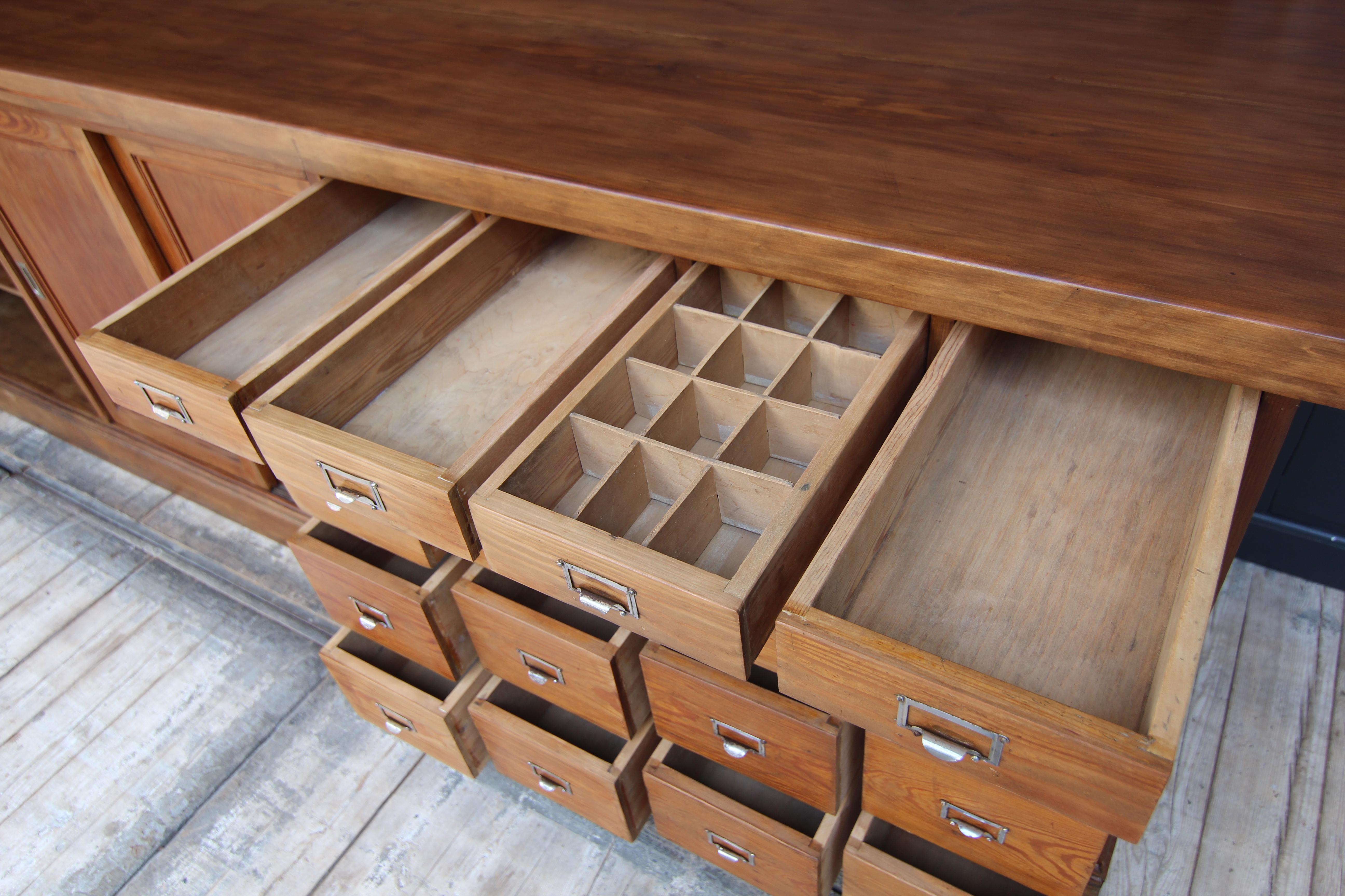 Large 20th Century Apothecary Shop Counter with Drawers 7