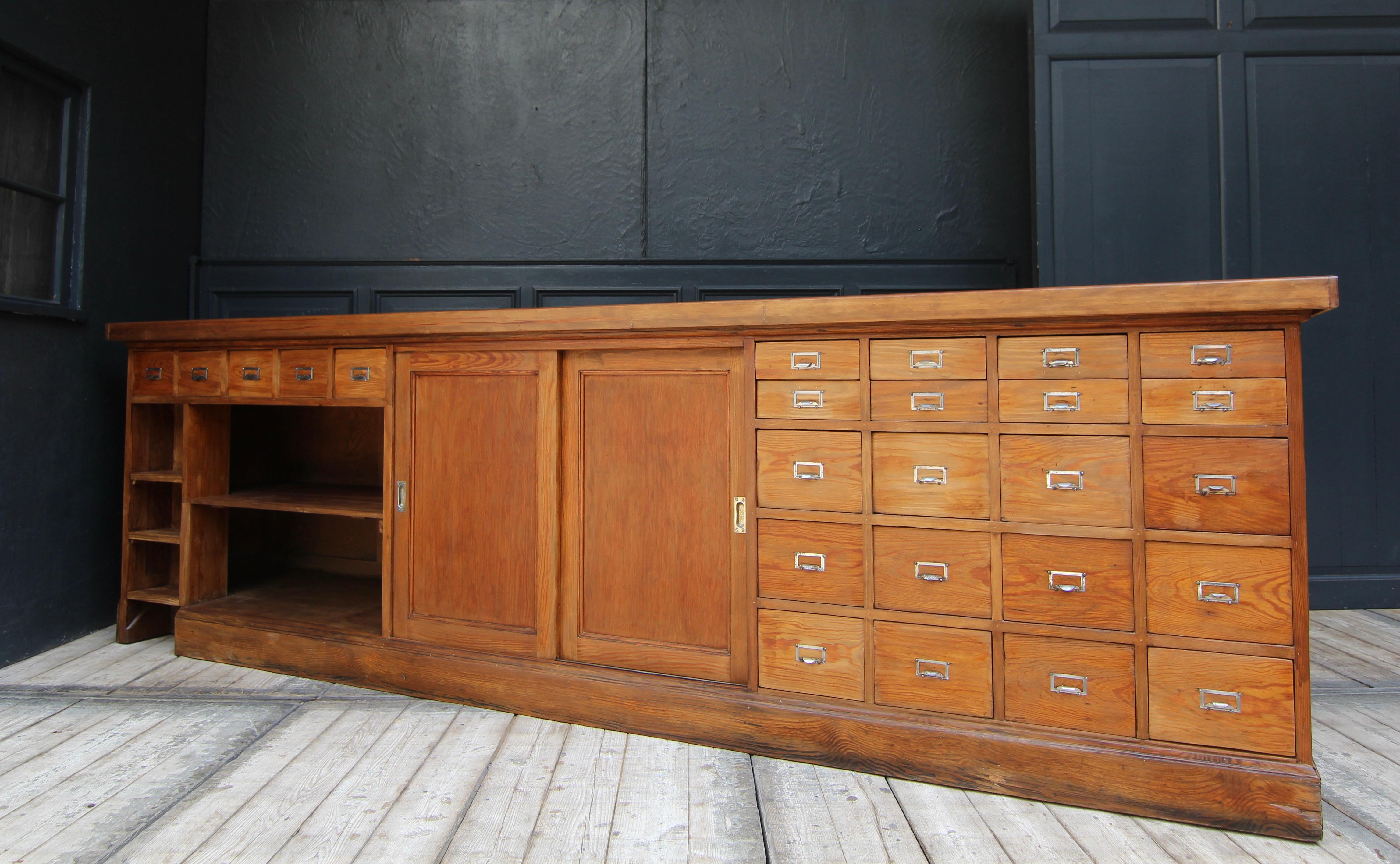 Large 20th Century Apothecary Shop Counter with Drawers 8