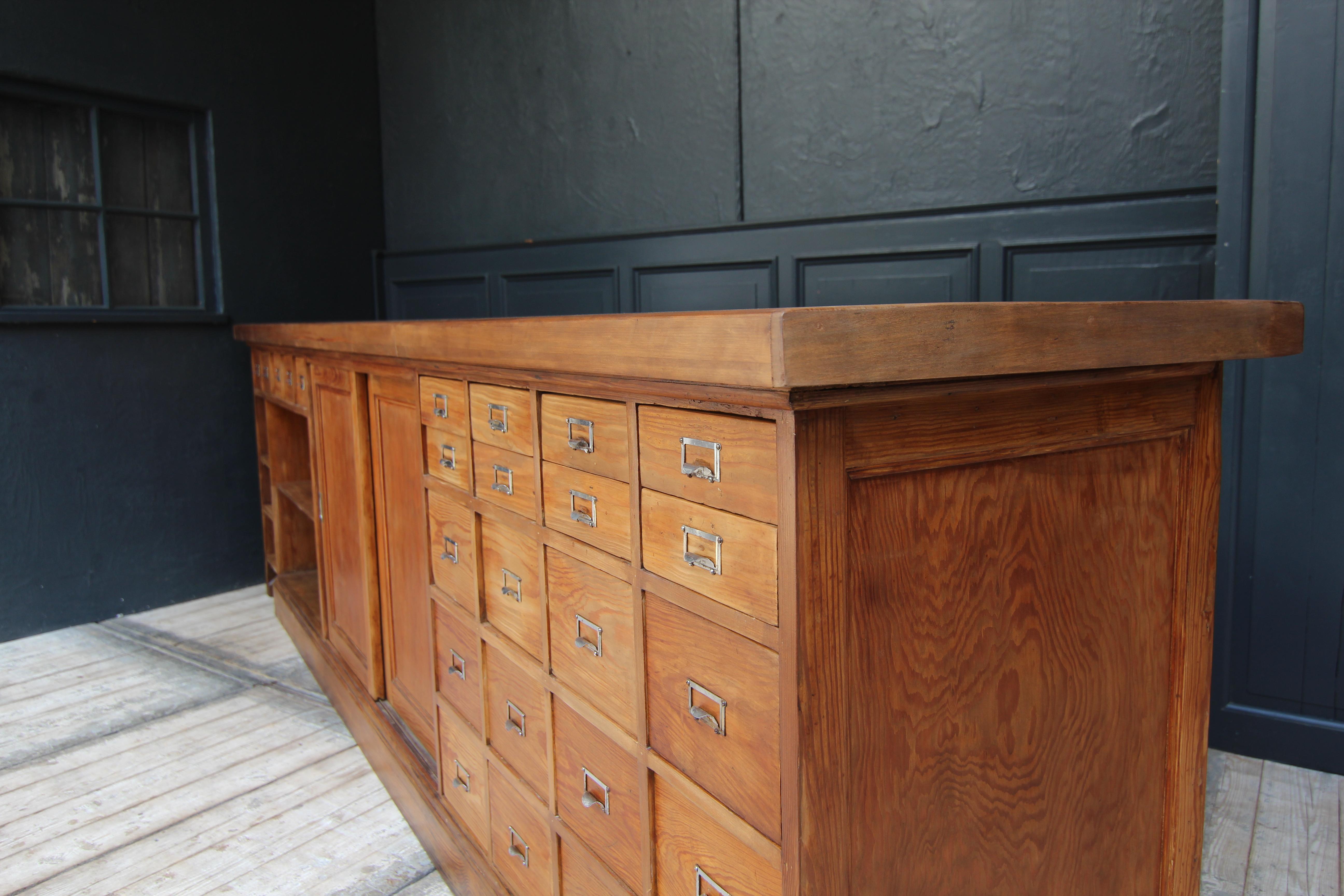 Large 20th Century Apothecary Shop Counter with Drawers 9