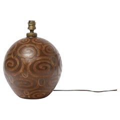 grande lampe à poser art déco du 20e siècle en céramique Brown circa 1930