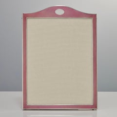 Large 20th Century Art Deco Sterling Silver & Guilloche Enamel Photo Frame 1927