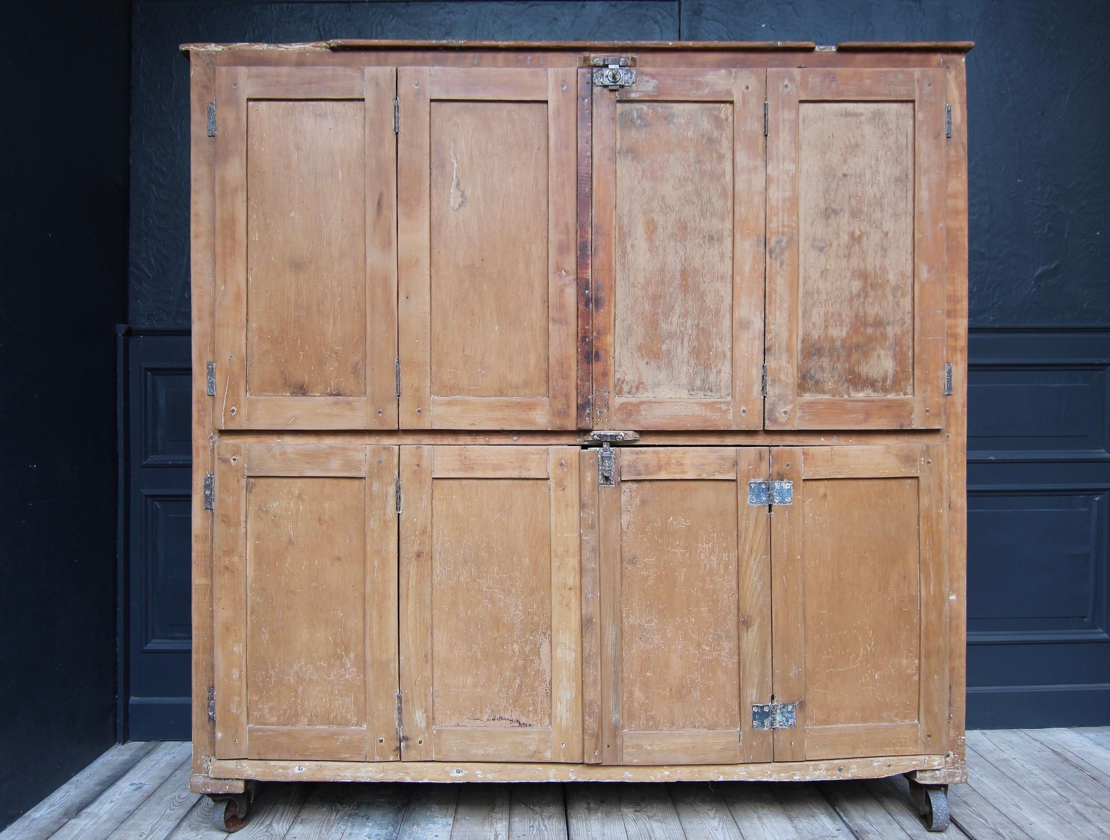 Large 20th Century Bakery Cabinet on Castors For Sale 4