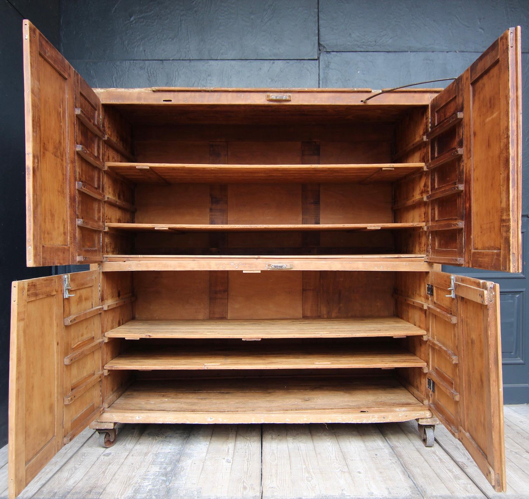 Beech Large 20th Century Bakery Cabinet on Castors For Sale