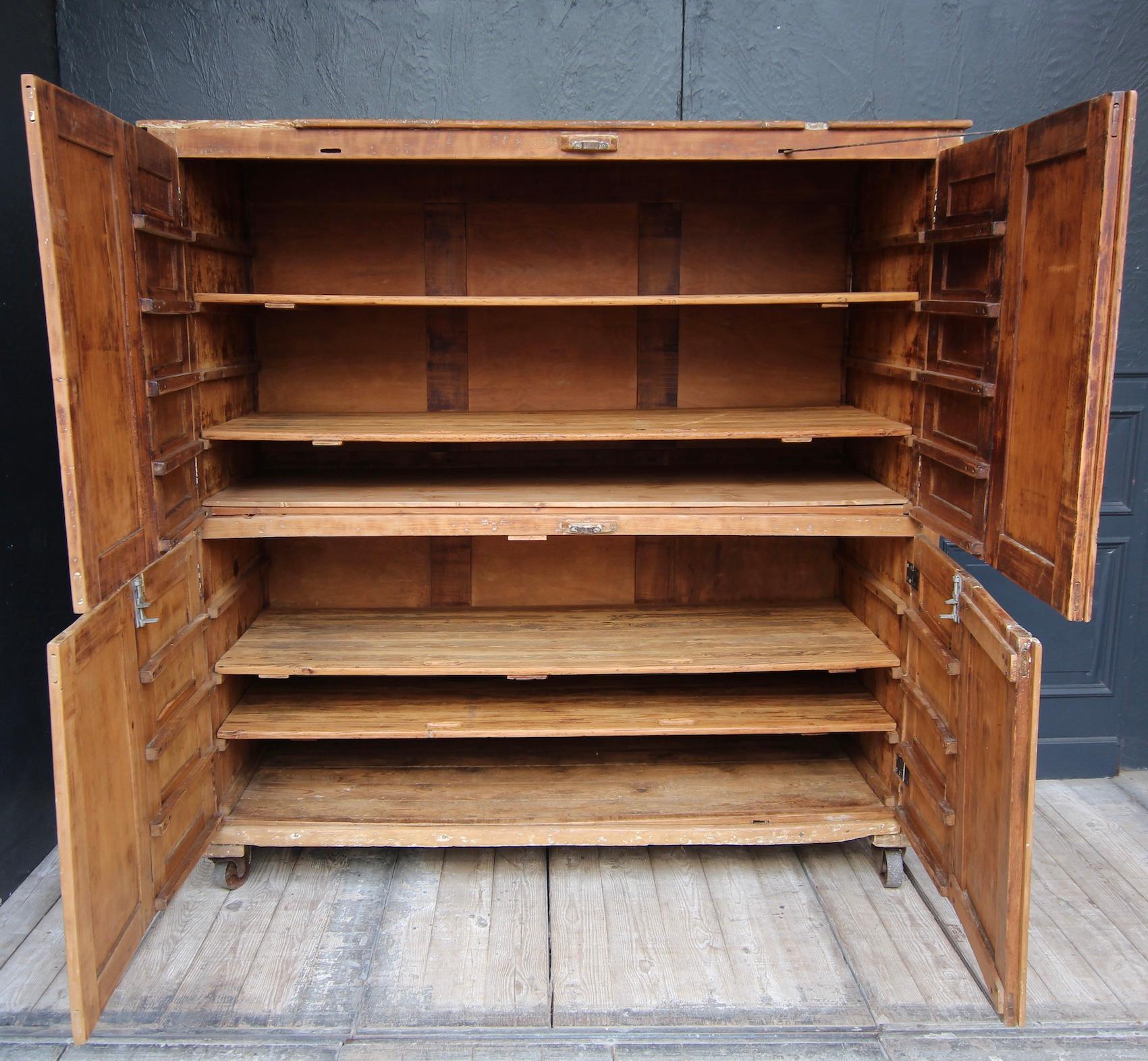 Large 20th Century Bakery Cabinet on Castors For Sale 1