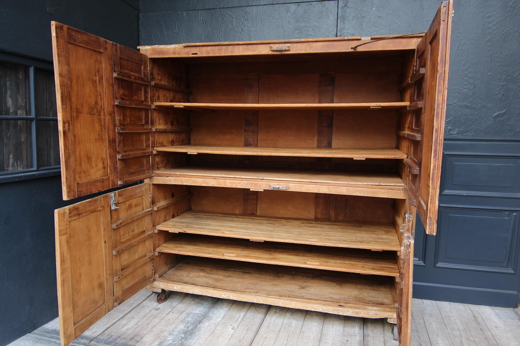 Large 20th Century Bakery Cabinet on Castors For Sale 2