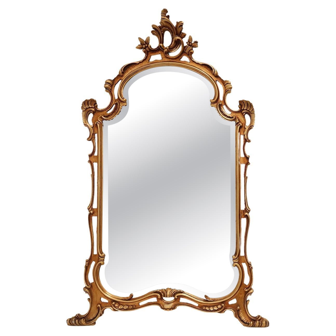 Large 20th century Baroque gilt wooden mirror in Louis XV style