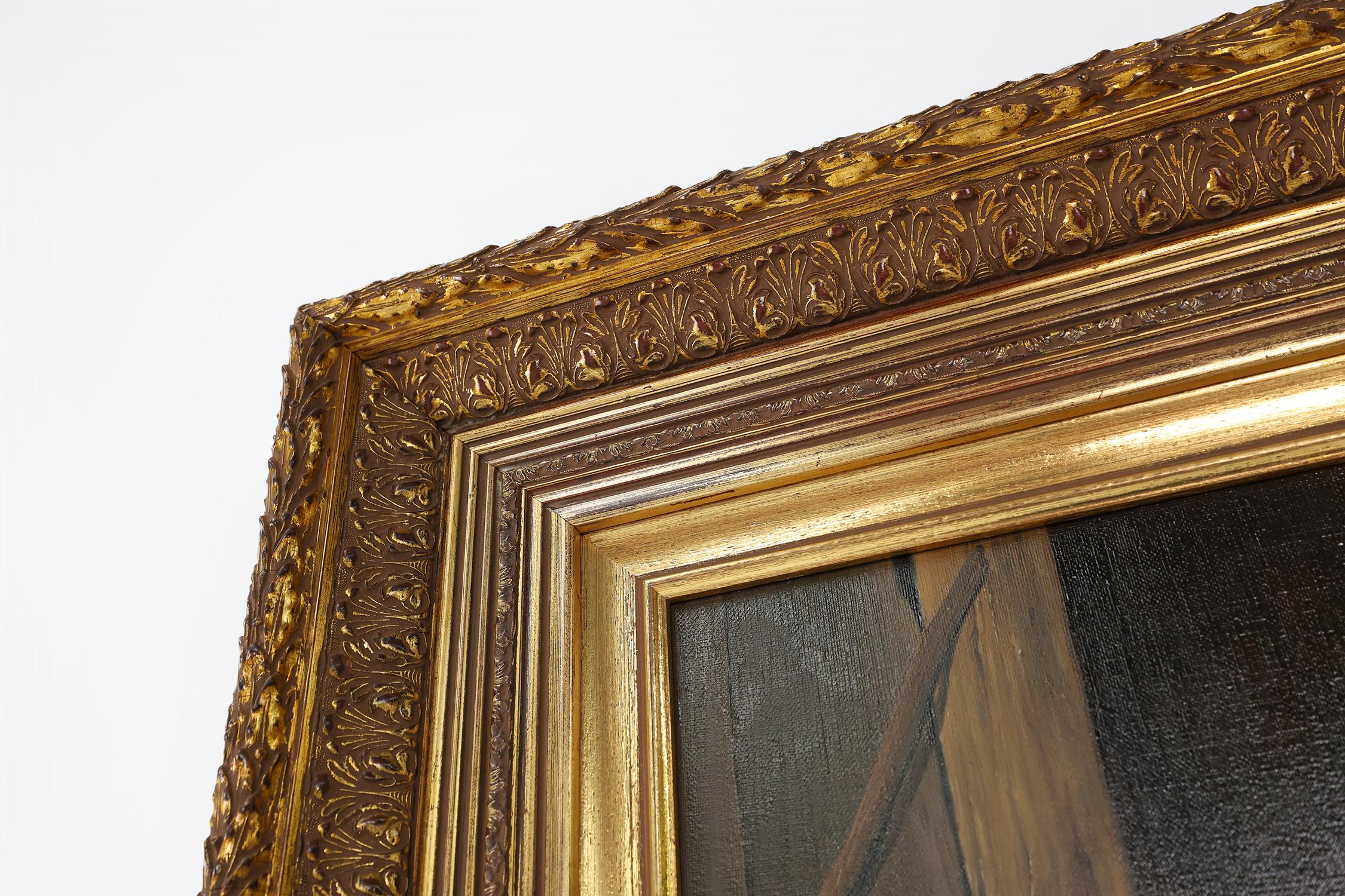 Großes Barockgemälde des 20. Jahrhunderts mit vergoldetem Holzrahmen, Belgien 1991 im Angebot 4
