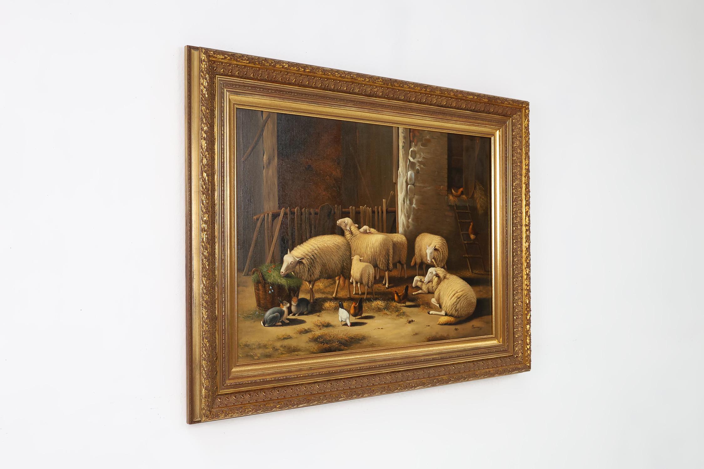 Großes Barockgemälde des 20. Jahrhunderts mit vergoldetem Holzrahmen, Belgien 1991 im Angebot 2