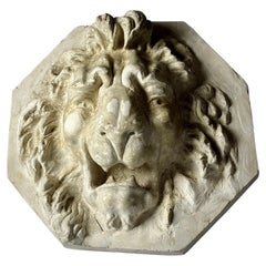 Large 20th Century Bas Relief Plaster Lion Mask