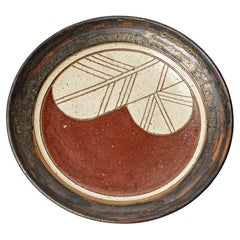 Grande assiette en céramique abstraite noire et rouge du 20ème siècle par tournesol, 40 cm