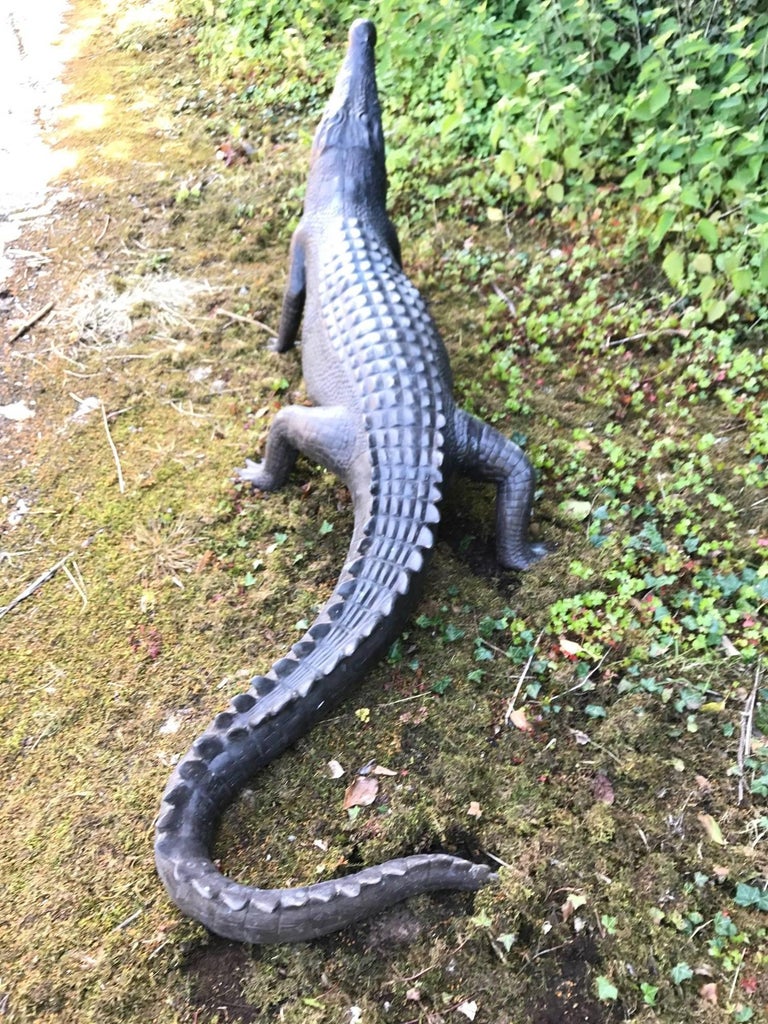 Large 20th Century Bronze Crocodile For Sale at 1stDibs