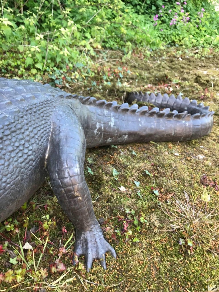 Large 20th Century Bronze Crocodile For Sale at 1stDibs