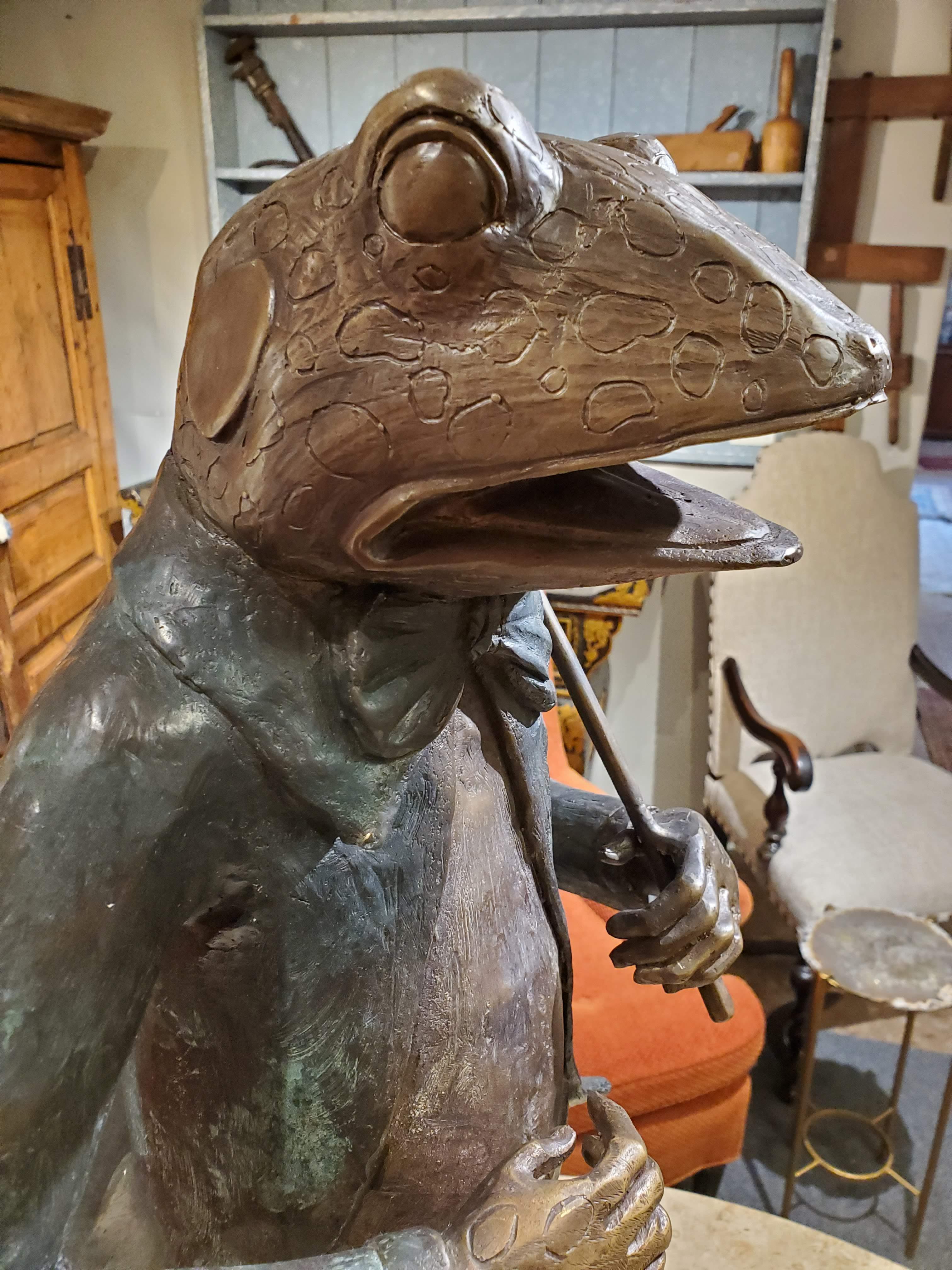 Unknown Large 20th Century Bronze Sculpture of Frog Dressed in 19th Century Golf Outfit